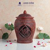  Hũ đựng gạo khắc nổi Phúc Tâm An 