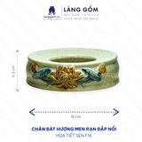  Bát hương men rạn đắp nổi họa tiết hoa rồng 