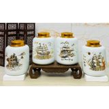  Hũ gốm sứ đựng trà men trắng 