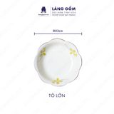  Bộ bát đĩa hoa mặt trời men trắng vẽ họa tiết vẽ tay 