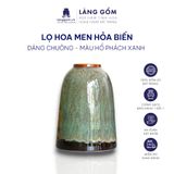  Bình hoa men hoả biến dáng chuông màu hổ phách xanh 