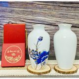  Bình hoa men trắng viền vàng kim vẽ cảnh 