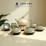  Bộ ấm chén dáng quả hồng màu hỏa biến sữa 