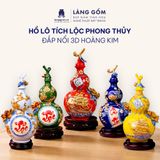  Bình Hồ Lô Tích Lộc Phong Thủy - Đắp Nổi Thuận Buồm, Tài Lộc Dát Vàng 18K - Quà Tặng Gốm Sứ Bát Tràng Cao Cấp 