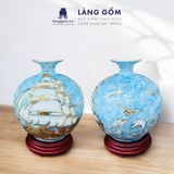  Bình hút lộc vân đá vẽ nổi Thuyền Buồm phong thủy 