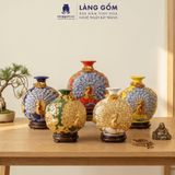  Bình Hút Lộc Đắp Nổi Vàng Kim Công Đào Đuôi Xòe - Bình Tụ Lộc Phong Thủy Quà Tặng Cao Cấp 
