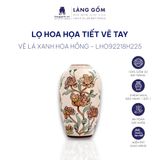  Lọ hoa vẽ tay hoạ tiết lá xanh hoa hồng 