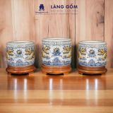  Bát hương men rạn đắp nổi họa tiết hoa rồng 