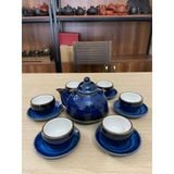  Bộ ấm chén dáng Giỏ cua men hỏa biến - Gốm sứ Bát Tràng cao cấp 