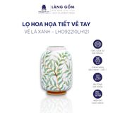  Bình hoa men màu hoạ tiết vẽ lá xanh 