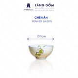  Bộ bát đĩa hoa mặt trời men kem vẽ đài sen 