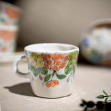  Bộ cốc đĩa lót oval họa tiết vẽ hoa lá 