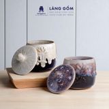  Hũ mứt khắc hoa sen Men hỏa biến 