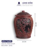  Hũ đựng gạo Bát Tràng khắc nổi Tam Hoa Thịnh Vượng 