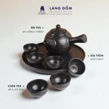  Bộ ấm chén quai chuôi màu đen sần không vệt 