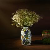  Bình hoa men màu họa tiết vẽ chim tu căng và hoa 