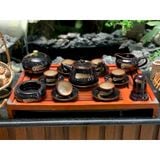  Bộ ấm chén men hỏa biến dáng quai trúc 
