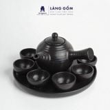  Bộ ấm chén quai chuôi màu đen sần không vệt 