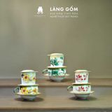  Phin pha cafe gốm sứ Bát Tràng vẽ tay, nhiều họa tiết, màu sắc 