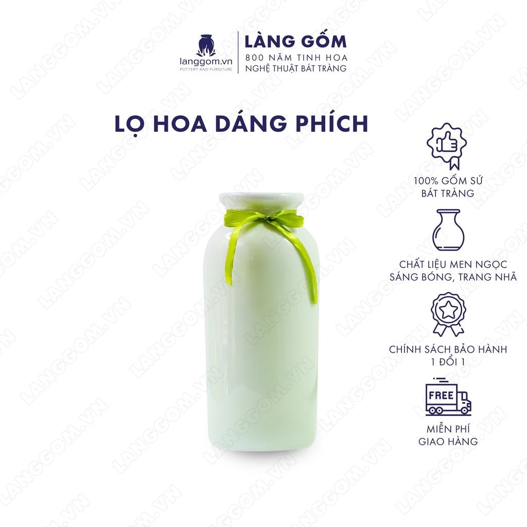  Bình hoa men ngọc dáng phích 
