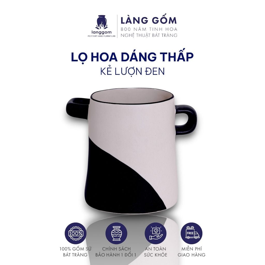  Lọ hoa men mát có tai dáng thấp nhiều họa tiết 