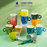  Bộ cốc đĩa cà phê Latte màu vân đá dung tích 330ml 