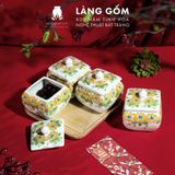  Khay gỗ sồi đựng hũ mứt hình chữ nhật, hình vuông, khay may cho set hũ mứt 