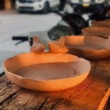  Khay đĩa lót ấm trà đắp chim sẻ thủ công 