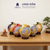  Bình Hút Lộc Công Đào Đuôi Xòe Đắp Nổi Gốm Sứ Bát Tràng – Bình Tụ Lộc Phong Thủy Quà Tặng Cao Cấp 
