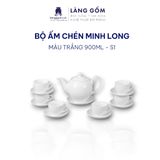  Bộ ấm chén men trắng kiểu Minh long 