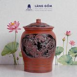  Chum đựng gạo sành Liên Ngư Hữu Dư 
