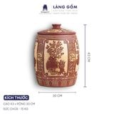 Hũ đựng gạo Bát Tràng khắc nổi Trường Xuân Phú Quý 