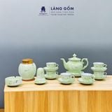  Bộ ấm chén Vinh Hoa Phú Quý màu vân đá vẽ nổi hoa đào trắng 