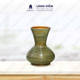  Bình hoa men hỏa biến dáng tỏi dẹt màu mộc khô 