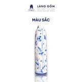  Lọ hoa vẽ tay men lam họa tiết hoa dây dáng trụ cao 