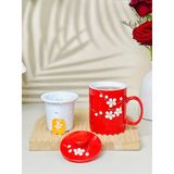  Cốc lọc trà vẽ nổi hoa đào trắng dung tích 330ml 