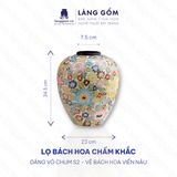 Lọ hoa vẽ bách hoa chấm màu dáng vò chum - Gốm sứ Biên Hòa 