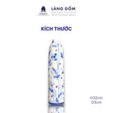  Lọ hoa vẽ tay men lam họa tiết hoa dây dáng trụ cao 