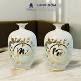  Bình hút lộc men trắng vẽ Thuyền Buồm Tài Lộc vàng 18k phong thủy 