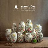  Bình hoa men màu họa tiết vẽ tay chim và hoa đào 
