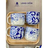  Cốc sứ cao cấp họa tiết vẽ tay thủ công, men lam - dung tích 300 ml - 420 ml 