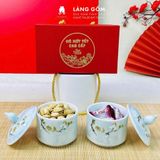  Hũ mứt sứ vân đá vẽ đào trắng 