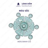  Bộ bát đĩa hoa mặt trời men xanh cổ hoa đào trắng 
