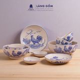  Bộ bàn ăn Thôn quê men lam, họa tiết vẽ gà trống 