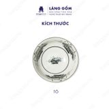 Bộ bát đĩa 11 món men trắng họa tiết hoa sen đen 