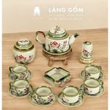  Bộ ấm chén vẽ tay kiểu chữ thập vẽ hoa - dung tích 500ml 