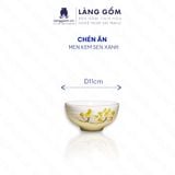  Bộ bát đĩa hoa mặt trời men kem vẽ sen xanh 