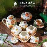  Hũ mứt sứ họa tiết vẽ tay thủ công dáng vuông, tròn 