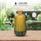  Bình hoa men hỏa biến dáng lá dứa màu hổ phách xanh 