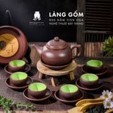  Bộ ấm chén tử đất nung hoạ tiết ganh 400ml 